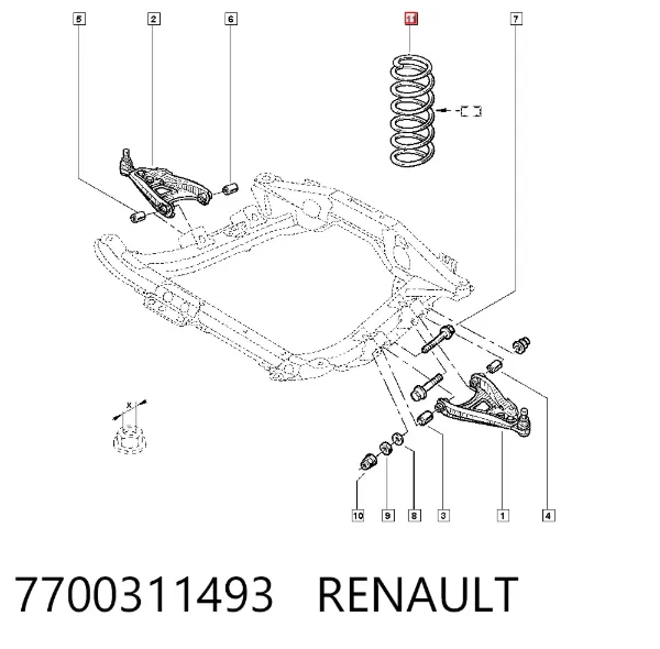 Передняя пружина 7700311493 Renault (RVI)
