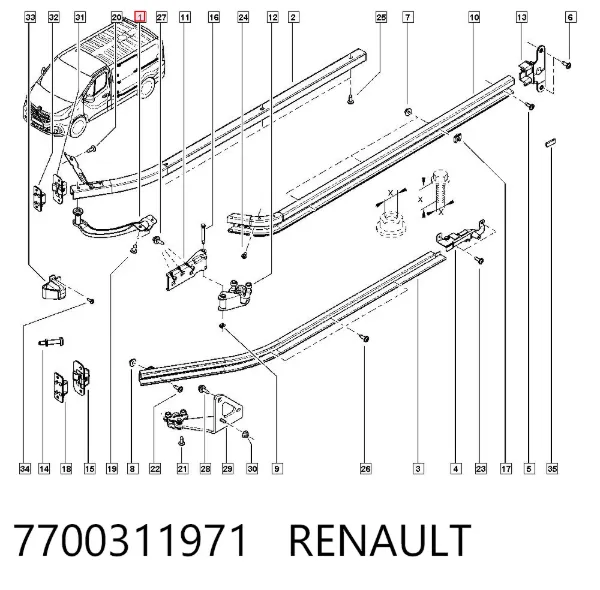 Ролик двери боковой (сдвижной) правый верхний 7700311971 Renault (RVI)