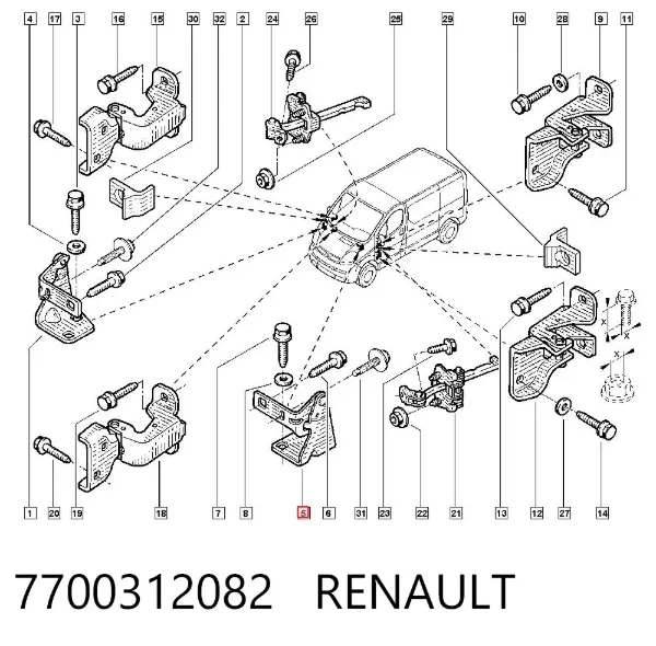 Петля капота левая 7700312082 Renault (RVI)