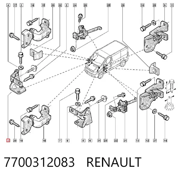 Петля капота правая 7700312083 Renault (RVI)