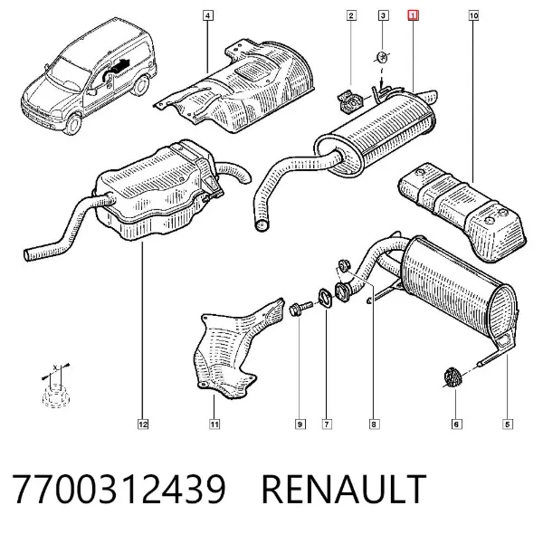Глушитель задний 7700312439 Renault (RVI)