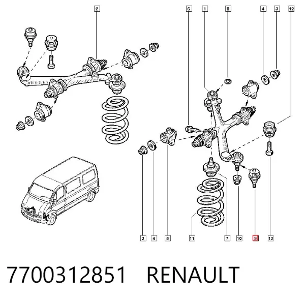 Верхняя шаровая опора 7700312851 Renault (RVI)