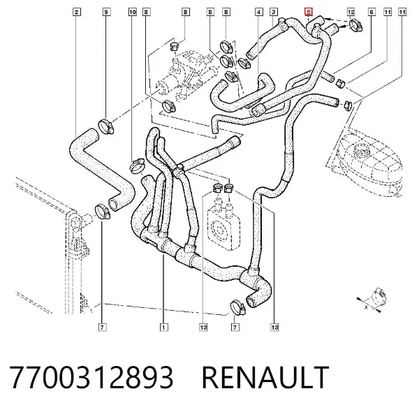 Шланг отопителя обратка 7700312893 Renault (RVI)