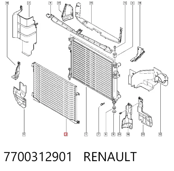 Радиатор кондиционера 7700312901 Renault (RVI)