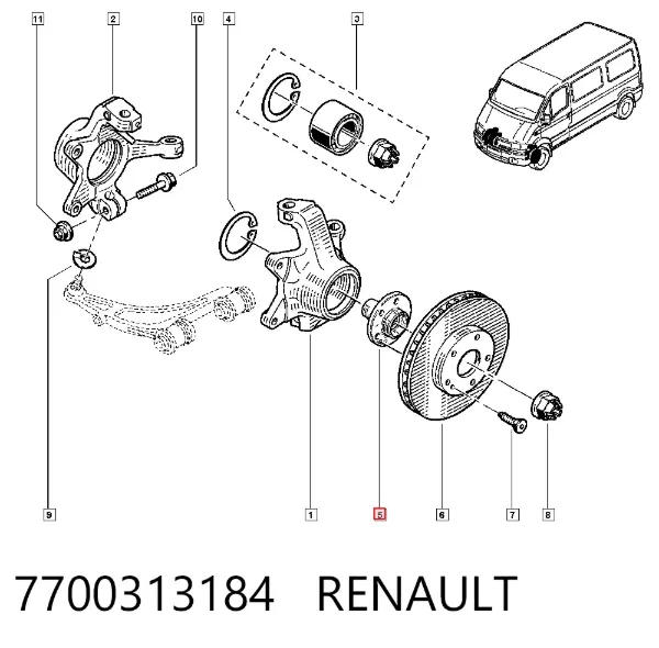 Передняя ступица 7700313184 Renault (RVI)
