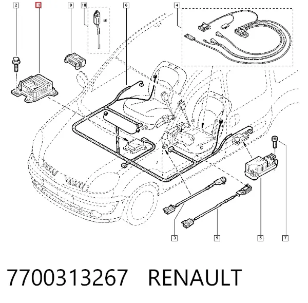 Модуль-процессор управления подушкой безопасности (ЭБУ AIRBAG) 7700313267 Renault (RVI)