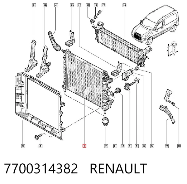 Радиатор 7700314382 Renault (RVI)