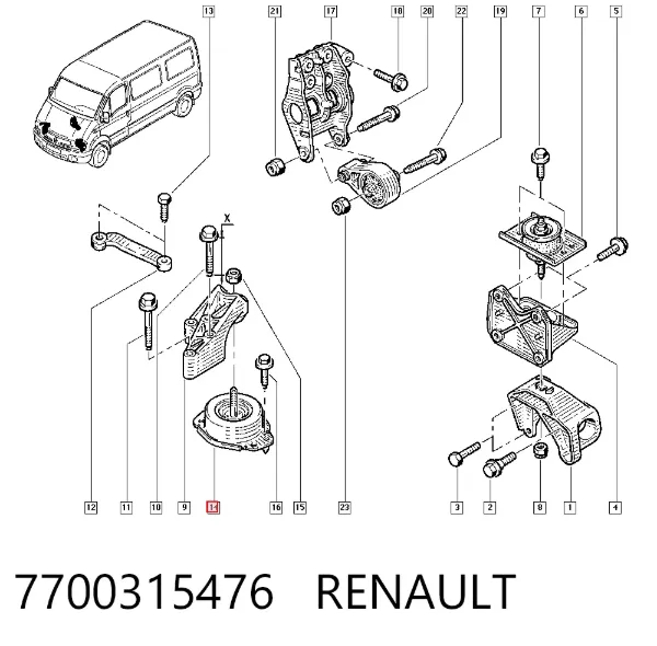 Правая подушка двигателя 7700315476 Renault (RVI)