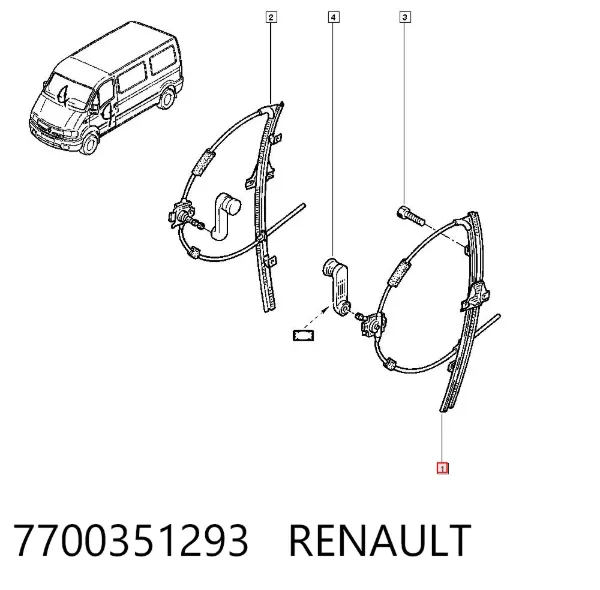 Стеклоподъемник передней левой двери 7700351293 Renault (RVI)