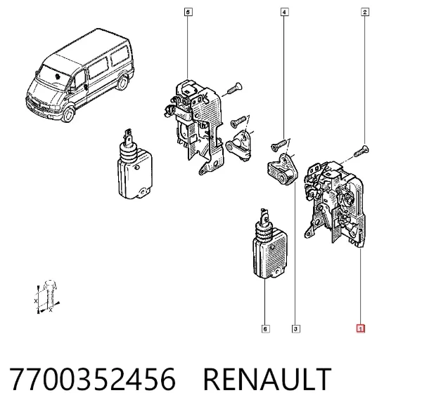 Замок водительской двери 7700352456 Renault (RVI)