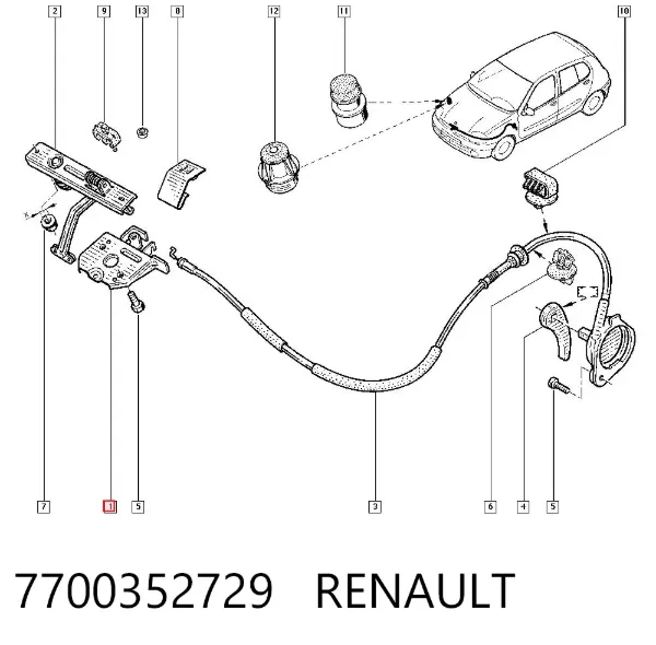 Замок капота 7700352729 Renault (RVI)