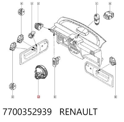 Кнопка (регулятор) корректора фар RENAULT 7700352939