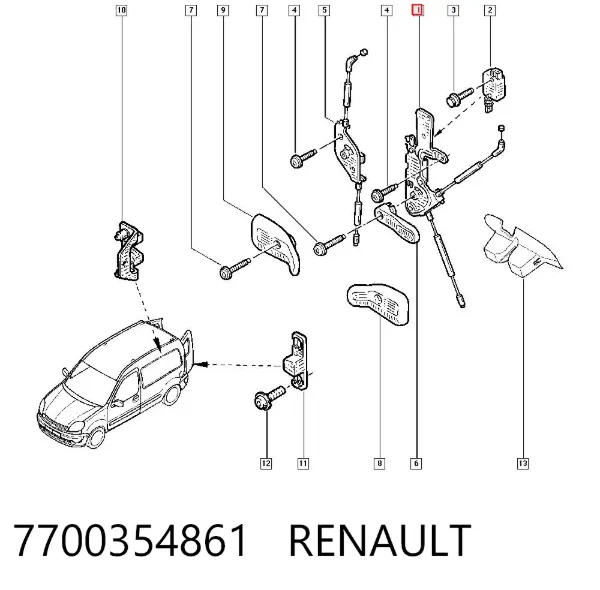 Замок двери задней левой распашной 7700354861 Renault (RVI)