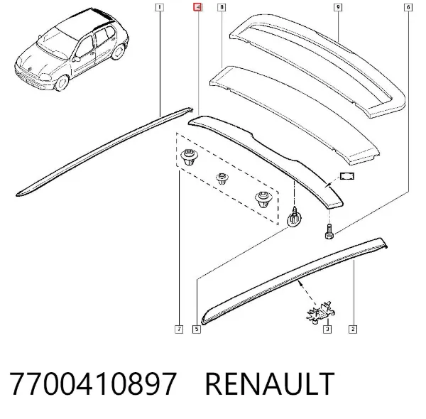 Спойлер багажника (двери 3/5-й задней) 7700410897 Renault (RVI)