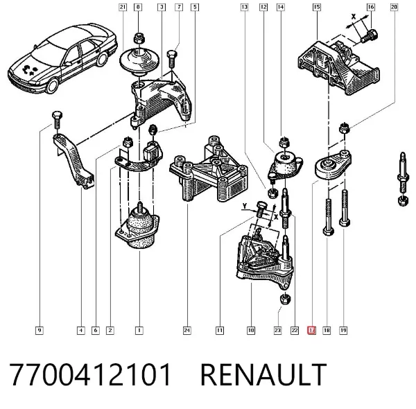 Задняя опора двигателя 7700412101 Renault (RVI)