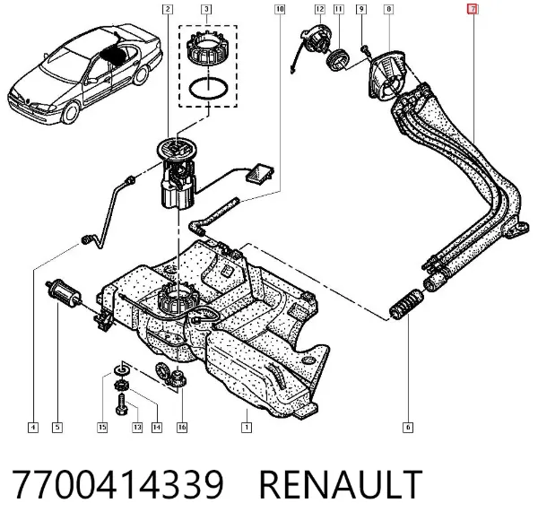 Горловина топливного бака 7700414339 Renault (RVI)