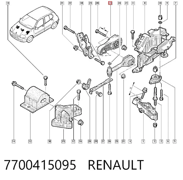 Задняя опора двигателя 7700415095 Renault (RVI)