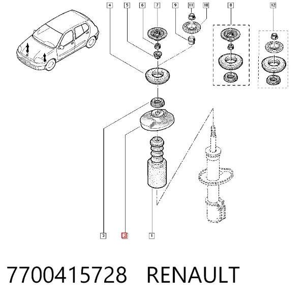 Тарелка задней пружины верхняя металлическая 7700415728 Renault (RVI)