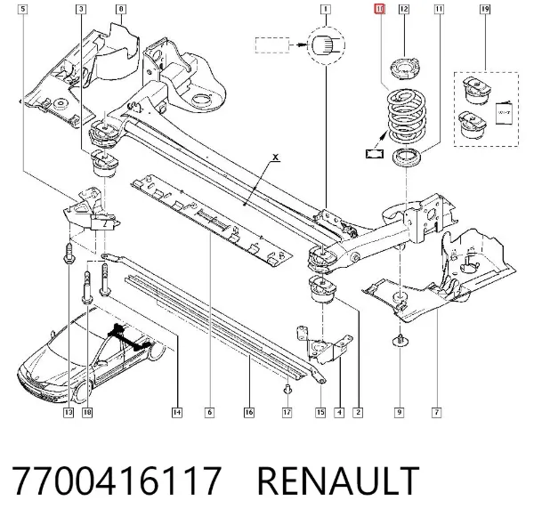 Задняя пружина 7700416117 Renault (RVI)