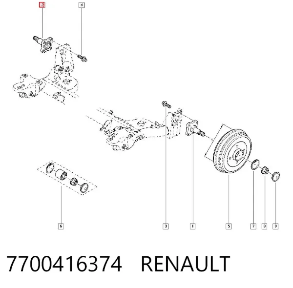 Поворотный кулак задний 7700416374 Renault (RVI)