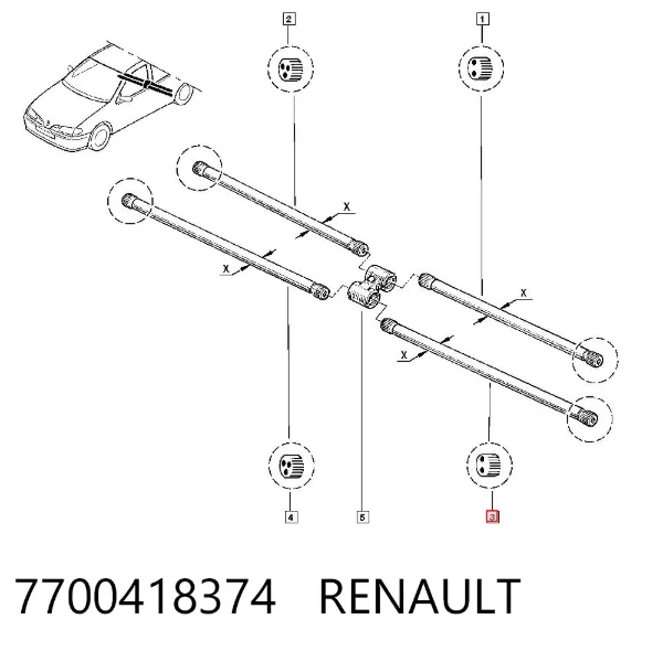 Торсион задний левый 7700418374 Renault (RVI)