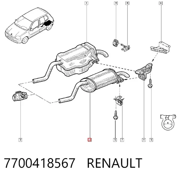 Глушитель задний 7700418567 Renault (RVI)