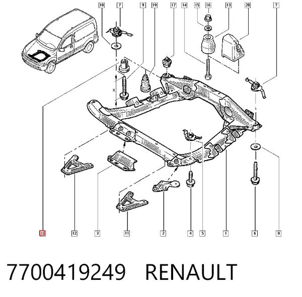 Сайлентблок переднего рычага 7700419249 Renault (RVI)