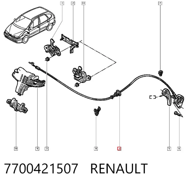 Трос капота 7700421507 Renault (RVI)