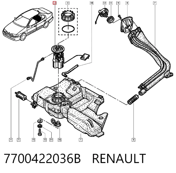 Бензонасос 7700422036B Renault (RVI)