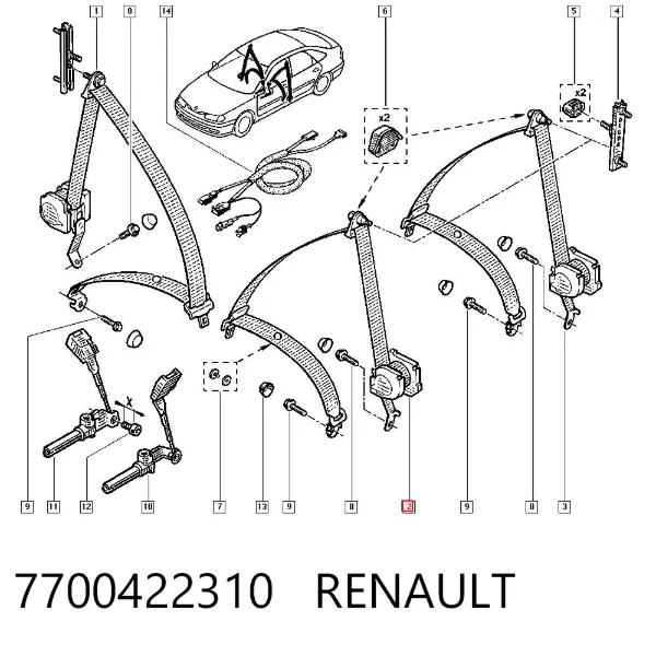 Левый ремень безопасности 7700422310 Renault (RVI)