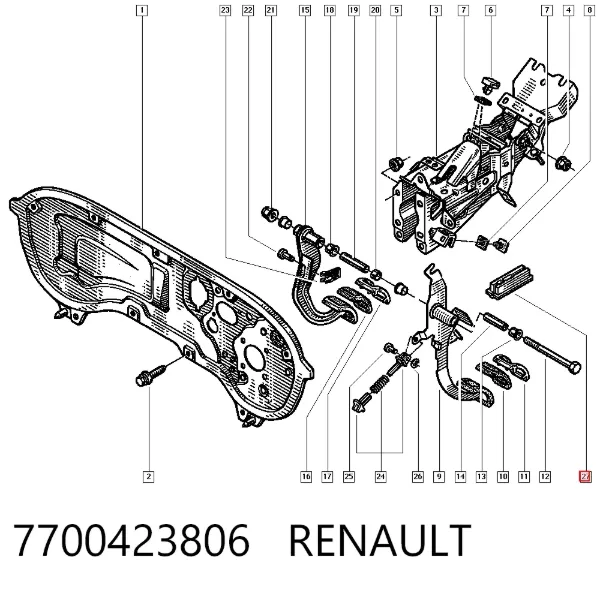 Клипса педали троса сцепления 7700423806 Renault (RVI)