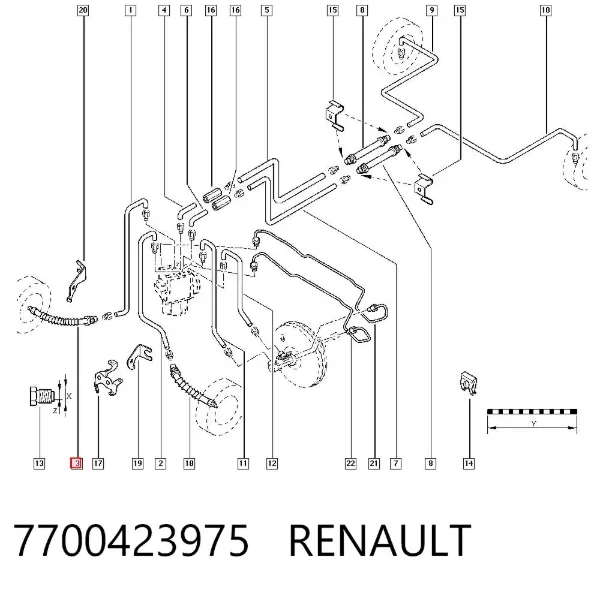 Шланг тормозной передний 7700423975 Renault (RVI)