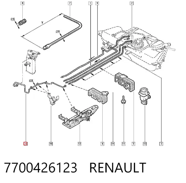 Трубка вентиляции топливного бака 7700426123 Renault (RVI)