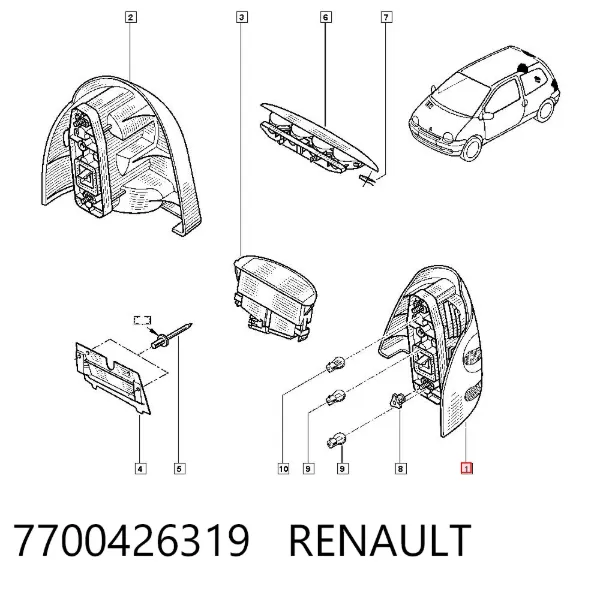 Фонарь задний левый внешний 7700426319 Renault (RVI)