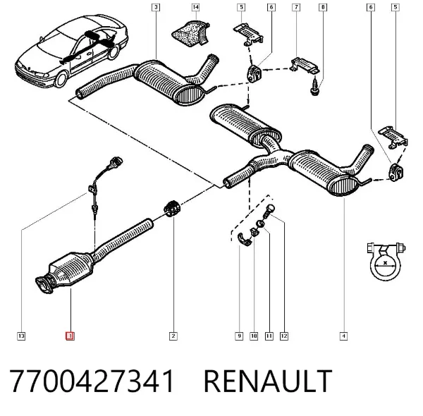 Центральная часть глушителя 7700427341 Renault (RVI)