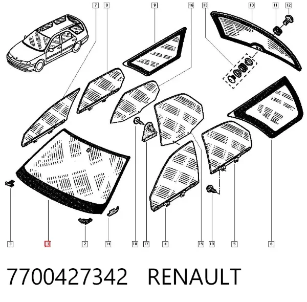 Лобовое стекло 7700427342 Renault (RVI)
