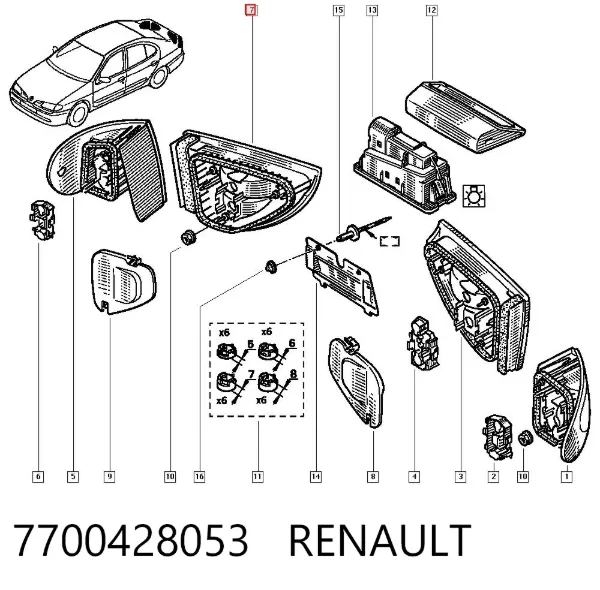 Фонарь задний правый внутренний 7700428053 Renault (RVI)