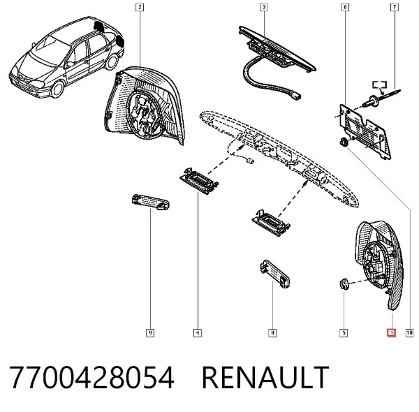 Фонарь задний левый 7700428054 Renault (RVI)