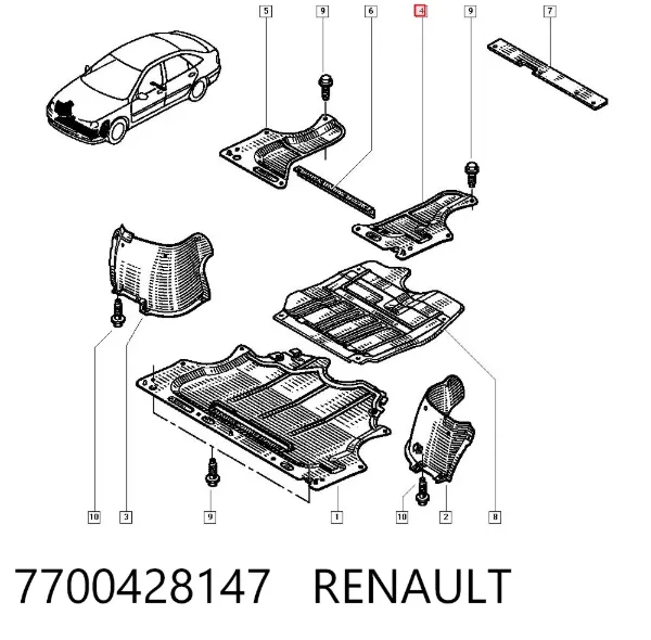 Защита двигателя левая 7700428147 Renault (RVI)