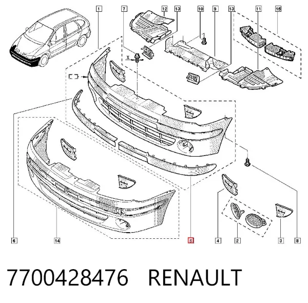 Молдинг бампера переднего левый 7700428476 Renault (RVI)