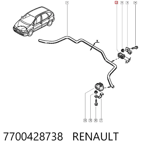 Втулка стабилизатора переднего внутренняя 7700428738 Renault (RVI)