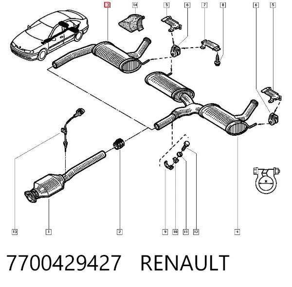 Центральная часть глушителя 7700429427 Renault (RVI)