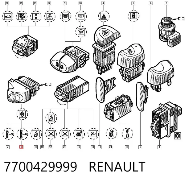 Кнопка блокировки дверей 7700429999 Renault (RVI)