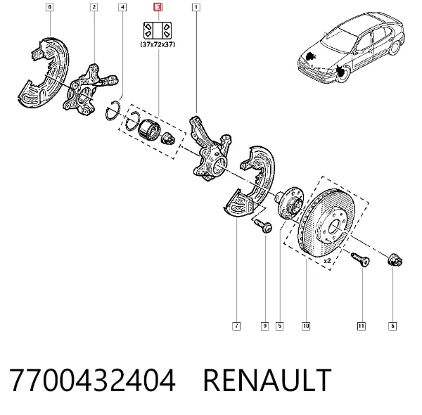 Подшипник ступицы 7700432404 Renault (RVI)