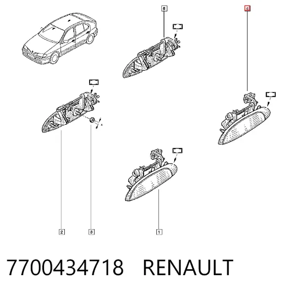 Ручка двери левой наружная передняя/задняя 7700434718 Renault (RVI)