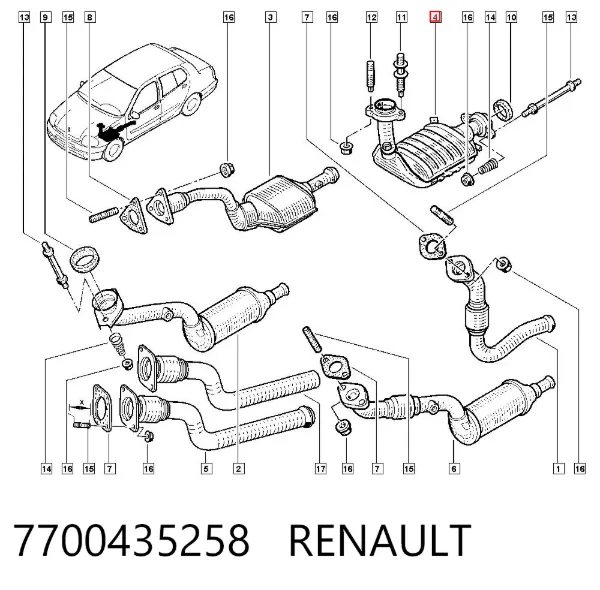 Катализатор 7700435258 Renault (RVI)