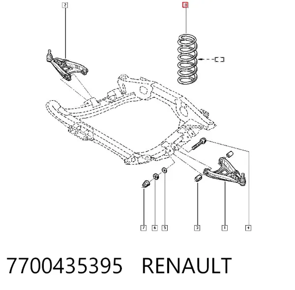 Передняя пружина 7700435395 Renault (RVI)