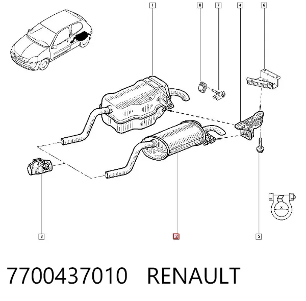 Глушитель задний 7700437010 Renault (RVI)