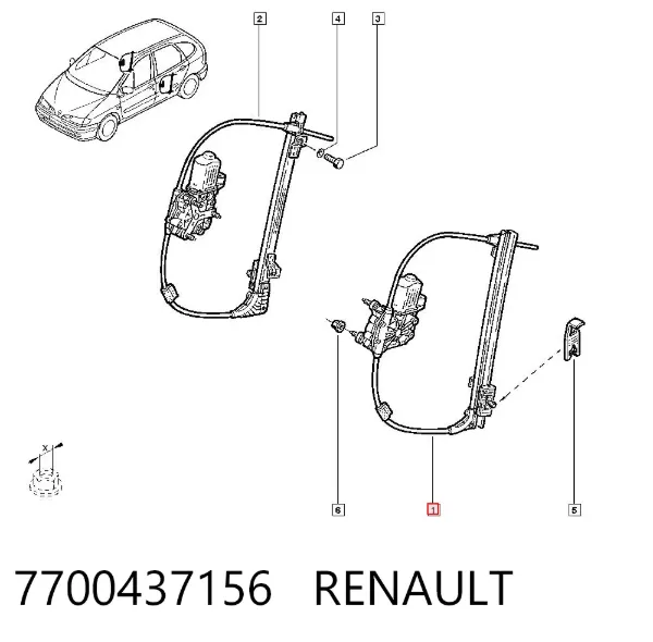 Механизм стеклоподъемника двери задней левой 7700437156 Renault (RVI)