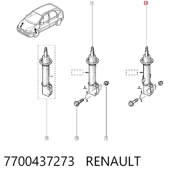 Амортизатор передний 7700437273 Renault (RVI)
